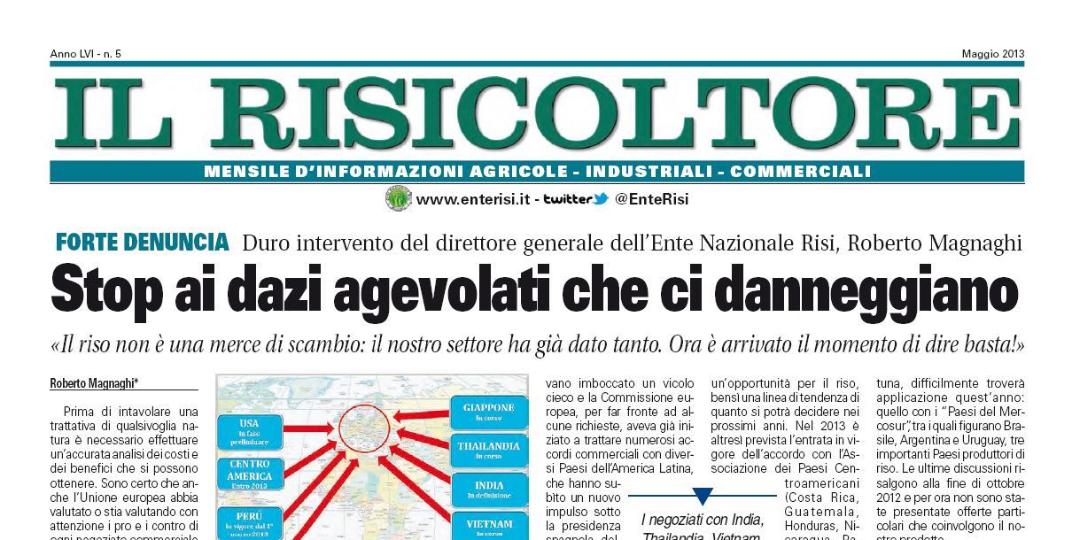 Pubblicato on-line Il Risicoltore di maggio