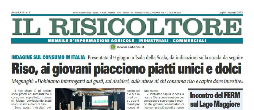 Pubblicato on-line Il Risicoltore di Luglio-Agosto 2023