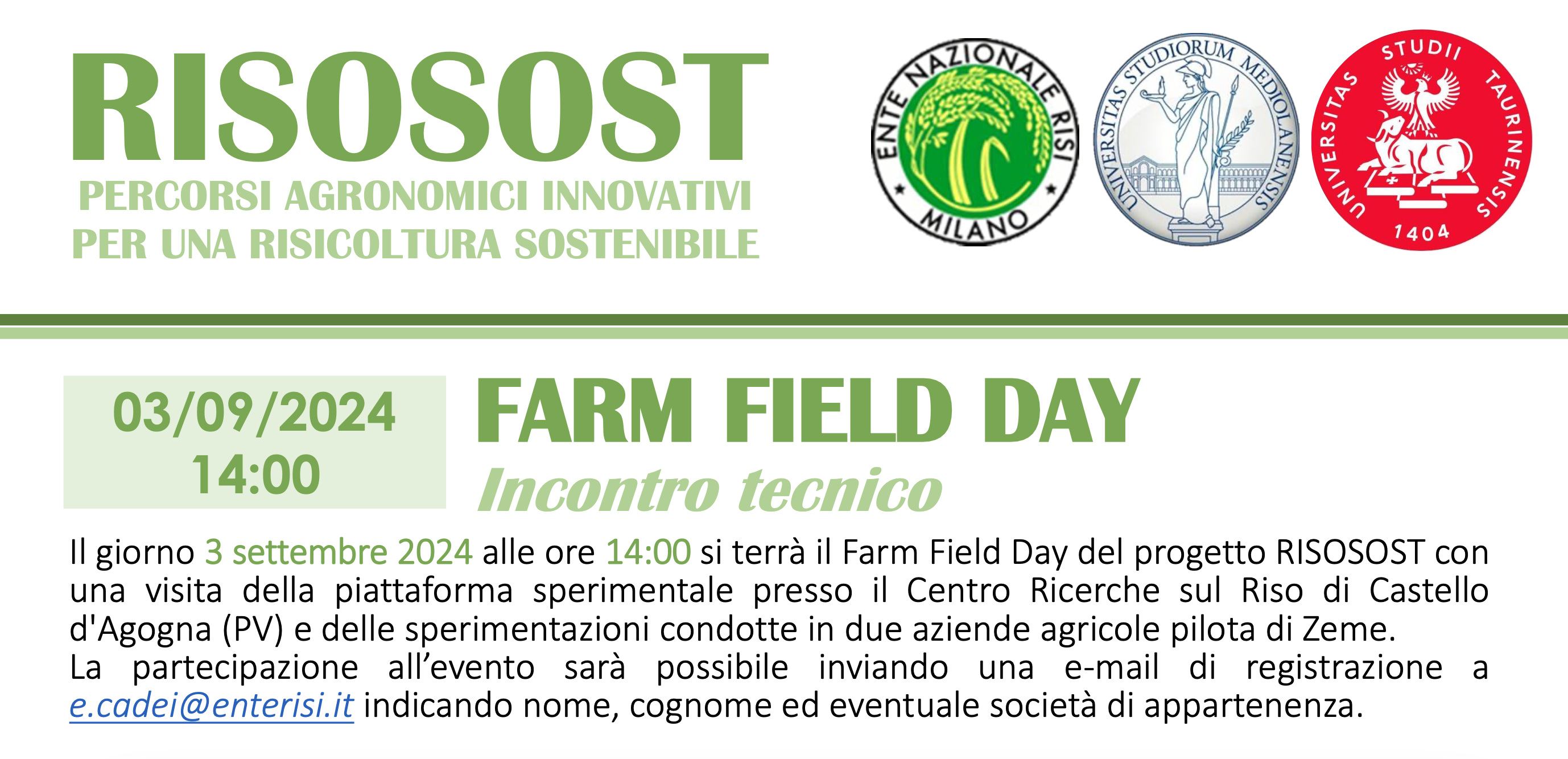 RISOSOST - Percorsi agronomici innovativi per una risicoltura sostenibile