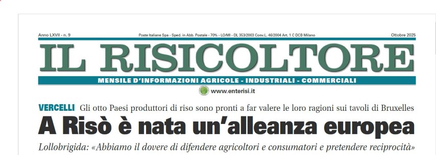 Pubblicato on-line Il Risicoltore di ottobre 2025