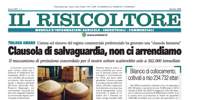 Pubblicato on-line Il Risicoltore di gennaio 2026