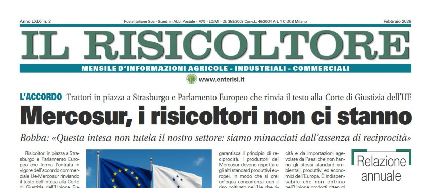 Pubblicato on-line Il Risicoltore di febbraio 2026