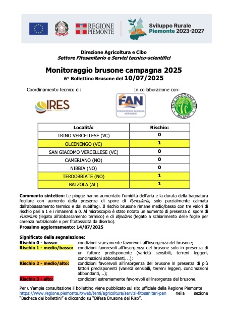 6° bollettino Monitoraggio Brusone - 10/07/2025